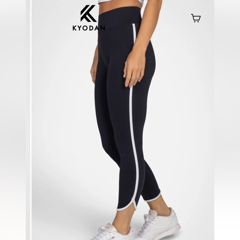 NEW 🆕 Kyodan Women's Black Leggings with White Stripe Compression Series size S